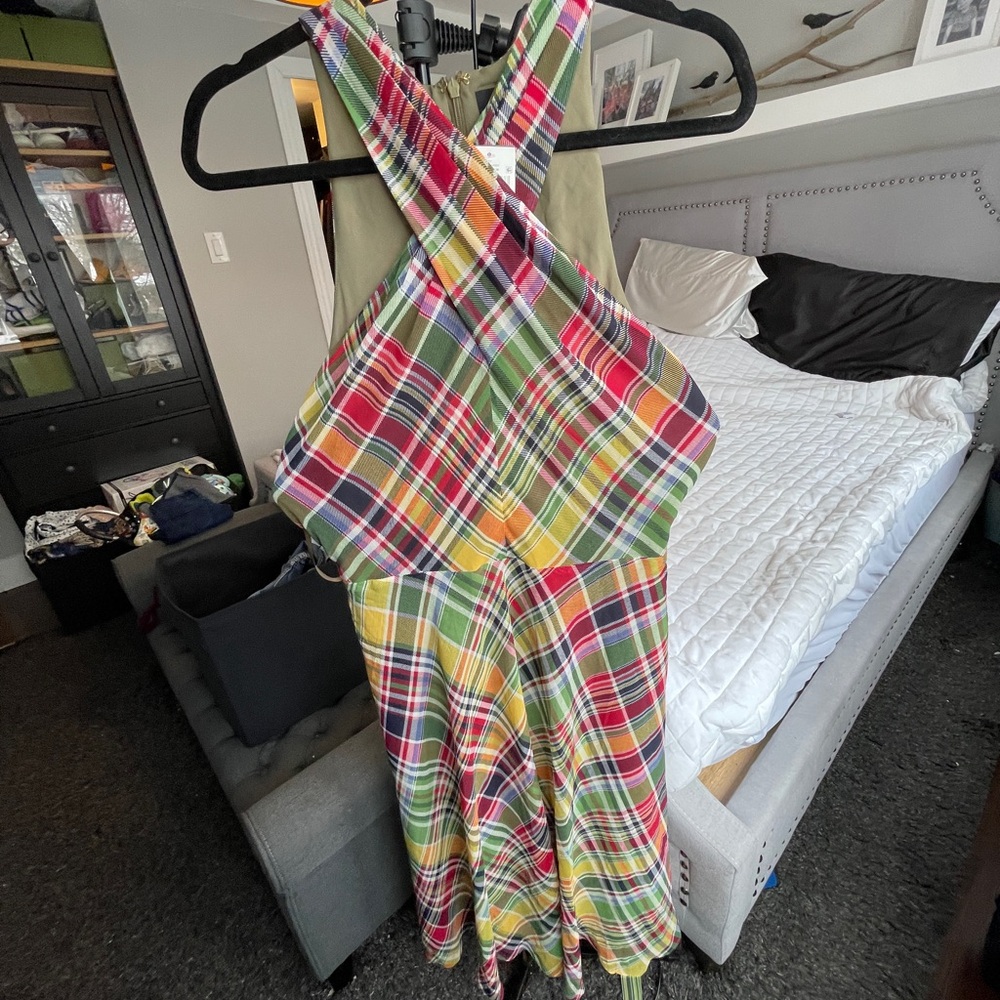 Ralph Lauren Plaid Cross-Front Dress